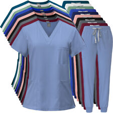 Used, Unisex Stretch Scrub Set Women Medical Nurse Uniform V-Neck Top Jogger Pants for sale  Shipping to South Africa