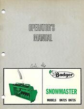 Farm Manual - Badger - BN725 735 Snomaster Snowblower - Operator's c1978 (FM580) for sale  Shipping to South Africa