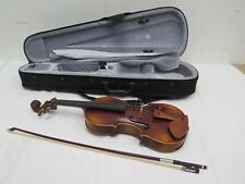 Polished wooden 3/4 violin musical instrument with bow and black carry case for sale  Shipping to South Africa