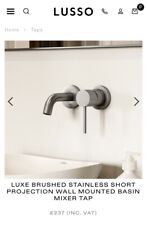 Lusso Luxe Brushed Stainless Steel Short Projection Wall Mounted Basin Mixer Tap, used for sale  Shipping to South Africa