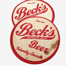 Beck's Beer Buffalo's Best Bandeja Forro Años 50 Bar Cervecería 2 Caras Western NY segunda mano  Embacar hacia Argentina