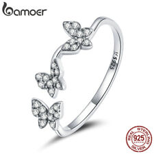 BAMOER Women S925 Sterling Silver CZ Butterfly Girl Wedding Ring Fashion Jewelry for sale  Shipping to South Africa