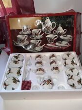 Used, Dillard's Mini Christmas Tea Set 25 Piece Porcelain Trimmings Pattern. Has Box for sale  Shipping to South Africa