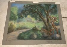 Pintura de dibujo original Jeanne Regis carbón jardín madera escena sin marco segunda mano  Embacar hacia Argentina