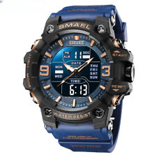 Relógio de pulso masculino azul display de tempo duplo cronômetro masculino alarme exército militar digital, usado comprar usado  Enviando para Brazil