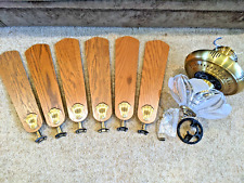 Homestead Portofino Ceiling Fan 6 Oak Blade Brushed Antique Brass Nice Light Kit, used for sale  Shipping to South Africa