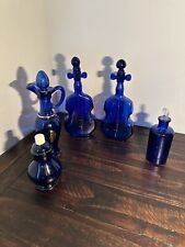 LOTE de 5 botellas de perfume vintage de vidrio azul cobalto Avon / D & O segunda mano  Embacar hacia Argentina