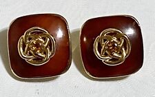 TRIANON - VINTAGE SOLID 18K YELLOW GOLD AMBER & CITRINE CLIP EARRINGS for sale  Shipping to South Africa