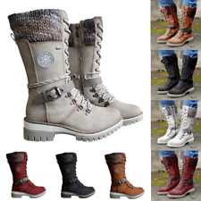 Bota de motociclista feminina meia panturrilha com cadarço casual biqueira redonda botas de inverno sapatos baixos quentes comprar usado  Enviando para Brazil