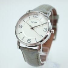 Relógio DKNY tom prata 36mm NY-8075 cinza couro genuíno 50m com nova bateria, usado comprar usado  Enviando para Brazil