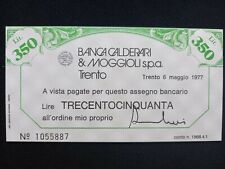 Miniassegno 1977 banca usato  Italia