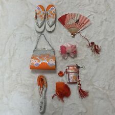 Girls Japanese Kimono 7 Piece Accessory Set.  Zori Sandals/bag/fan/hair Ribbon. for sale  Shipping to South Africa