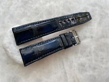 Pulseira de relógio de couro de jacaré de crocodilo azul preto genuíno 21 mm/18 mm comprar usado  Enviando para Brazil