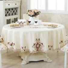 Used, Round Coffee Table Cloth Beige Europe Embroidery Peony Flower Dining Table Cover for sale  Shipping to South Africa