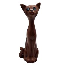 Vintage MCM Tall Kitty Cat Figurine Rhinestone Eyes Retro Mid Century for sale  Shipping to South Africa