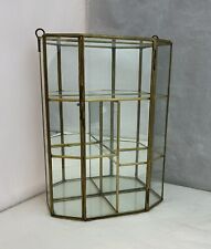 Mid Century Brass & Glass Mirrored 6 Side Multi Level Display Curio Cabinet for sale  Shipping to South Africa