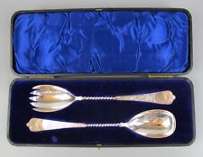 Salad Servers Spoon Fork. Antique Serving Cutlery. Silver Plated. William Hutton, used for sale  Shipping to South Africa