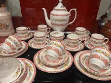 Used, Royal Albert / Crown Staffordshire china tea/coffee set pink Tunis for sale  Shipping to South Africa