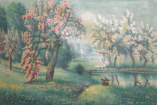 Antique oil painting spring forest landscape signed for sale  Shipping to Canada