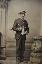 C.1890s Tintype Dapper Hombre en Postura Con Caña Barquero Sombrero Dandy Traje D4090, usado segunda mano  Embacar hacia Argentina