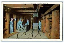 c1920's Underground Mine Scene Miner Rail Ironwood Michigan MI Unposted Postcard for sale  Shipping to South Africa