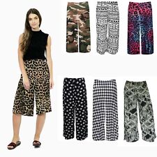 WOMEN 3/4 WIDE LEG SHORT PLAZZO PANTS CASUAL LADIES LOOSE CAPRI TROUSERS for sale  Shipping to South Africa