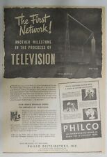 Anúncio da Segunda Guerra Mundial: Primeira Rede de TV Philco da década de 1940 Tamanho: 10 x 14 polegadas comprar usado  Enviando para Brazil