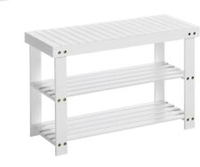 New! Songmics White 3-Tier Bamboo Shoe Storage Rack/Shelved Table - ULBS004W01 for sale  Shipping to South Africa