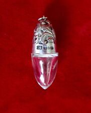 Antigua botella de perfume de plata esterlina y cristal victoriana con sello distintivo para viajar segunda mano  Embacar hacia Argentina
