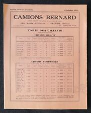 Brochure publicitaire CAMION BERNARD chassis tarif 1932 automobilia, usado segunda mano  Embacar hacia Argentina