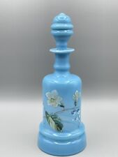 French Opaline Glass Scent Perfume Bottle Blue Painted Floral Design Portieux?, used for sale  Shipping to South Africa