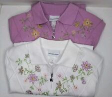 2 blusas femininas Alfred Dunner brancas violeta floral bordadas com miçangas tamanho médio comprar usado  Enviando para Brazil