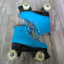 Patins femininos 8/masculinos 6,5 azul couro sintético linha dupla rodas iluminadas comprar usado  Enviando para Brazil