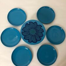 Laurids Lonborg Coasters Blue Danish Vintage Drinks Mats Flower Power   for sale  Shipping to South Africa