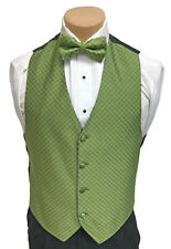 Men's Barassi Green Tuxedo Vest & Tie Bow Long Cruise Groom Wedding Party Prom for sale  Shipping to South Africa