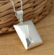 925 Sterling Silver Rectangular Photo Locket Plain Pendant Necklace Gift Box for sale  Shipping to South Africa