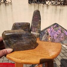 7,52 lb 4 peças cristal de quartzo labradorita roxo natural forma livre amostra mineral, usado comprar usado  Enviando para Brazil