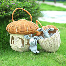Handmade Rattan Mushroom Basket Handbag Woven Baby Toy Storage Organizer Child for sale  Shipping to South Africa