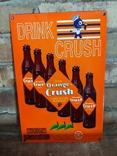 VINTAGE DRINK ORANGE CRUSH CAN PORCELAIN GAS STATION SODA SIGN 12" X 8" for sale  Shipping to South Africa
