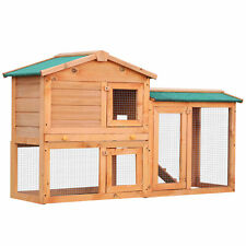 PawHut Wood Rabbit Hutch Pet House Water-Resistant w/Ramp Solid Outdoor Pet Cage, used for sale  GREENFORD
