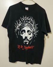 Camiseta Vintage Anos 90 IT IS FINISHED Jesus Crown Of Thorns John 19:30 M 20,5x28" comprar usado  Enviando para Brazil