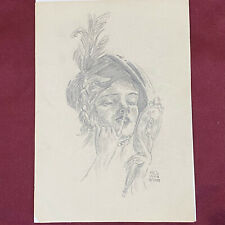 Unframed 1918 Original Pencil Sketch Showgirl Signed H. R. Snyder Jr. H. Fisher for sale  Shipping to South Africa