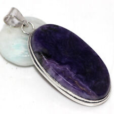Charoite 925 Silver Plated Gemstone Pendant 2.1" Independence Day Sale GW for sale  Shipping to South Africa