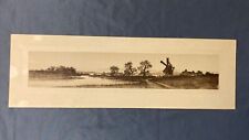 Antique Early 1900s Windmill Landscape Etching Print 22"x7" for sale  Shipping to South Africa
