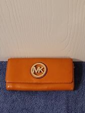 Michael Kors Fulton MK  Pouch Clutch Wallet Clementine Orange Leather, brukt til salgs  Frakt til Norway
