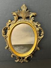 Espejo ovalado vintage ornamentado Hollywood Regency dorado 12" x 8" segunda mano  Embacar hacia Argentina