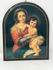 PANART FABRICA MADONNA & CHILD ON WOOD - HAND MADE RELIGIOUS PLAQUE - 9.5"x7.5", used for sale  Shipping to South Africa