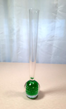 Used, Vintage Hand Blown Bud Vase 9.5 Inch Green Ball Bottom With Controlled Bubbles for sale  Shipping to South Africa