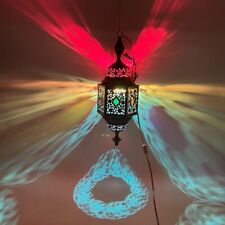 Lámpara de araña vintage con luces colgantes mediterránea marroquí de vidrio colorido, usado segunda mano  Embacar hacia Argentina