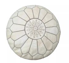 Used, Moroccan Faux Leather ? Pouf Cover Stuffed Or Unstuffed Boho Ottoman (Off White) for sale  Shipping to South Africa